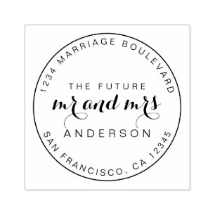 Carimbo De Borracha Chic Script Future Sr. Round Return Endereço Rub