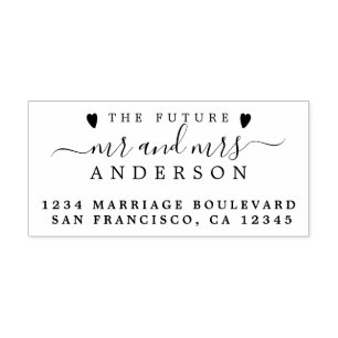 Carimbo De Borracha Chic Script Future Sr. Wedding Endereço de Regres