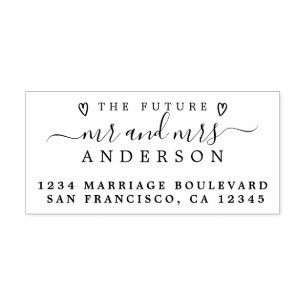 Carimbo De Borracha Chic Script Future Sr. Wedding Endereço de Regres