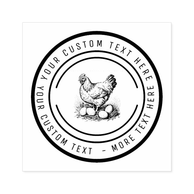 Carimbo De Borracha Chicken farm fresh eggs carton farmers market (Impressão)