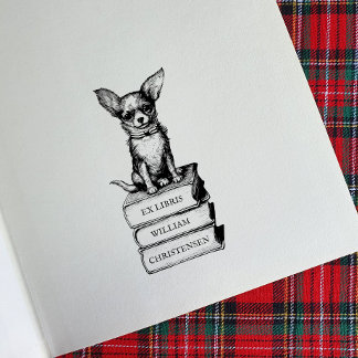 Carimbo De Borracha Chihuahua Bookplate Personalizável