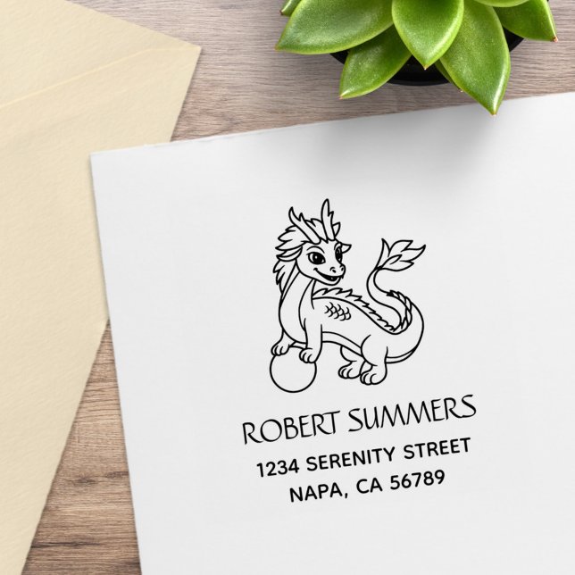 Carimbo De Borracha Chinese Dragon Address (Criador carregado)