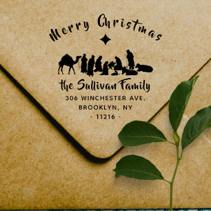 Carimbo De Borracha Christian Natividade Scense de Natal Endereço de R