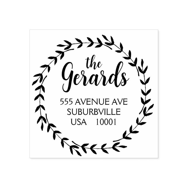 Carimbo De Borracha Circle Wreath Branches Custom Rubber Stamp (Impressão)