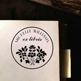 Carimbo De Borracha Clássica Vintage Nome Floral Ex Libris