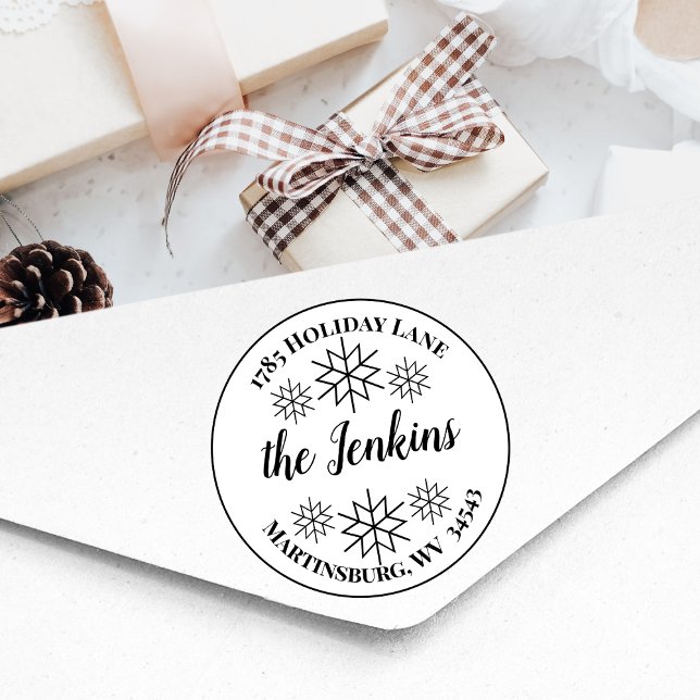 Carimbo De Borracha Clássico Snowflake Endereço de Regresso de Natal (Criador carregado)