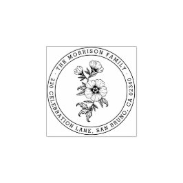 Carimbo De Borracha Cliente de Endereço de Retorno de Redonda Floral C