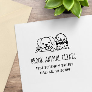 Carimbo De Borracha Clínica Veterinária de Animais Endereço do Cão Gat