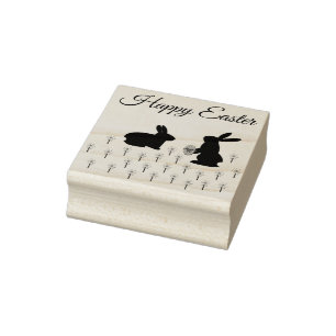 Carimbo De Borracha Coelhinhos de Páscoa e Daffodils - Fácil Personali