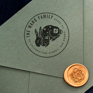 Carimbo De Borracha Coelho-bodique chinês Nome da família Endereço d