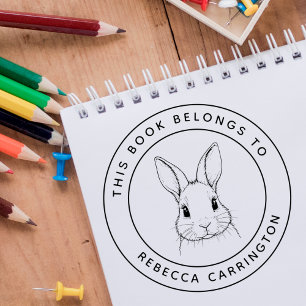 Carimbo De Borracha Coelho Cute Personalizado Este Livro Pertence Ao N
