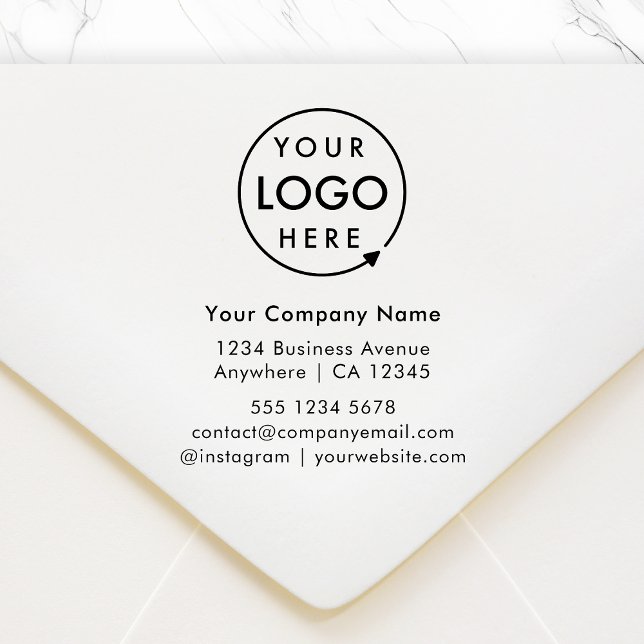 Carimbo De Borracha Company Details Stamp | Business Address Logo (Business logo return address stamp by Guava, perfect for small business branding and packaging)