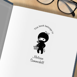 Carimbo De Borracha Comprando Ninja Girl Bookplate