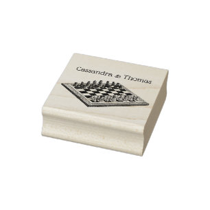 Carimbo De Borracha Conselho de xadrez e peças de xadrez Vintage Art