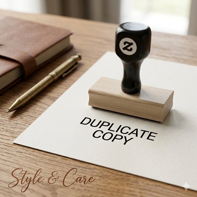 Carimbo De Borracha Cópia Personalizada de Duas Linhas DUPLICADA (Two Line DUPLICATE COPY Personalized Rubber Stamp)