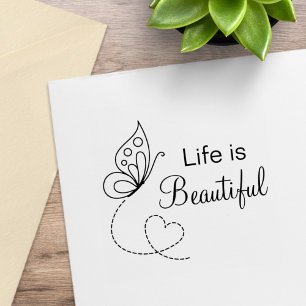 Carimbo De Borracha Coração da borboleta - a vida é bonita