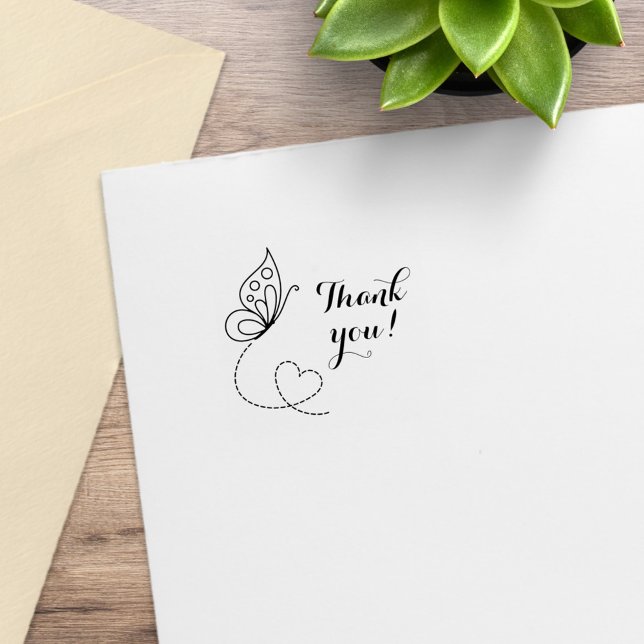 Carimbo De Borracha Coração da Borboleta Obrigado 1x1 (Criador carregado)