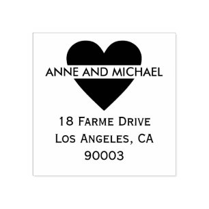 Carimbo De Borracha coração de amor negro com nomes de casais e ende