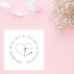 Carimbo De Borracha Coração de costura feita à mão com amor personaliz