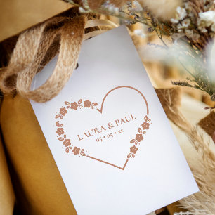 Carimbo De Borracha Coração de Garland do Casamento Elegante Moderno