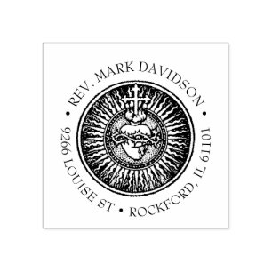 CARIMBO DE BORRACHA CORAÇÃO SAGRADA DE JESUS NOME PERSONALIZADO