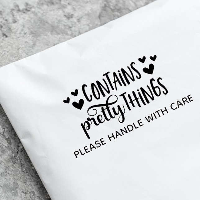 Carimbo De Borracha Corações Bonitos Contém Coisas Bonito Frágeis (Criador carregado)