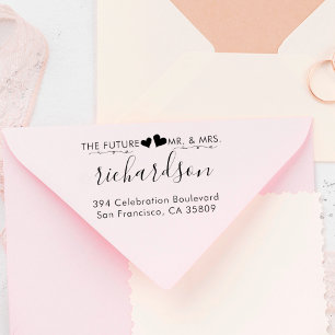 Carimbo De Borracha Corações Personalizados & Sr. Endereço de Devoluçã