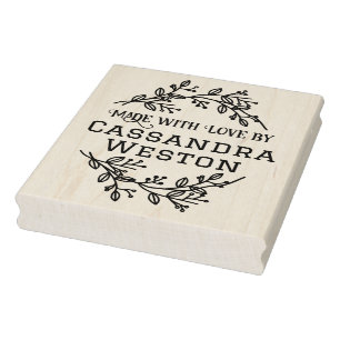 Carimbo De Borracha Coroa Botânica Frutas “Feito Com Amor Por”