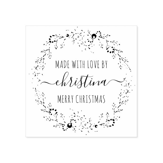 Carimbo De Borracha Coroa de Natal Feita Com Amor Personalizada (Impressão)