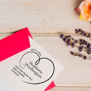 Carimbo De Borracha Corte Simples Com Nome Coração Amor Endereço De Re