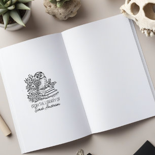 Carimbo De Borracha Coruja de Biblioteca Personalizada