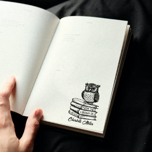 Carimbo De Borracha Coruja do Livro Personalizado Da Biblioteca De