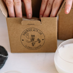 Carimbo De Borracha Coruja Fora Feita à Mão Com Amor,