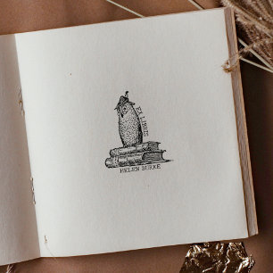 Carimbo De Borracha Corujas Vintage Ex Libris, Livro de Biblioteca Per