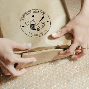 Carimbo De Borracha Costurando Utensílios feitos à mão com amor,