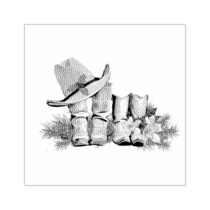 Carimbo De Borracha Country and Western Rustic Boots and Hats Christma