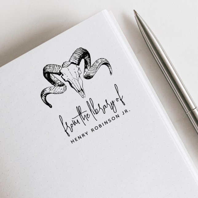 Carimbo De Borracha Crânio de Animal Da Biblioteca do Livro de Nome Pe (Criador carregado)