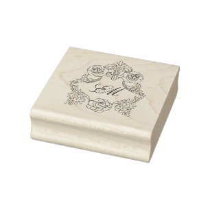 Carimbo De Borracha Crest Monograma Logotipo de Casamento Botânico Bar