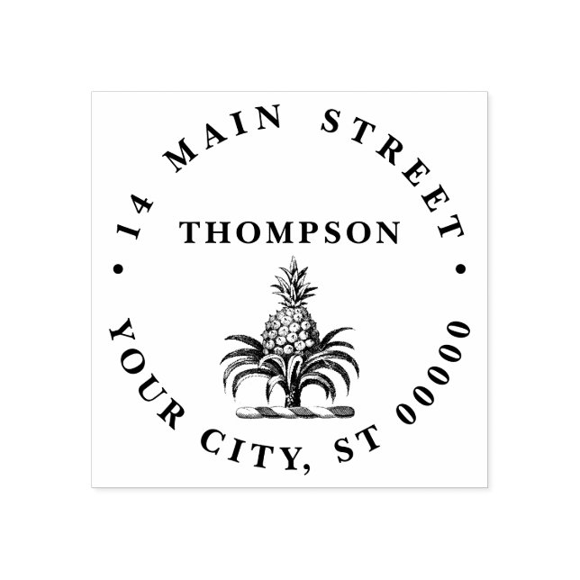 Carimbo De Borracha Crestão de Abacaxi Heráldico Preppy Nome Endereço (Impressão)