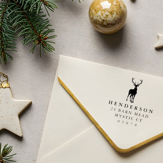 Carimbo De Borracha Crie seu próprio endereço da família de renas de N (Criador carregado)