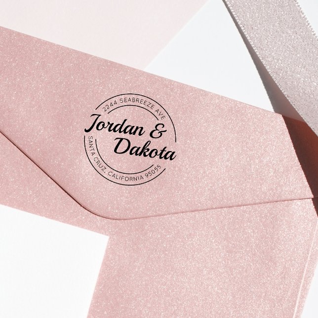 Carimbo De Borracha Crie seu próprio endereço de devolução circular re (Criador carregado)