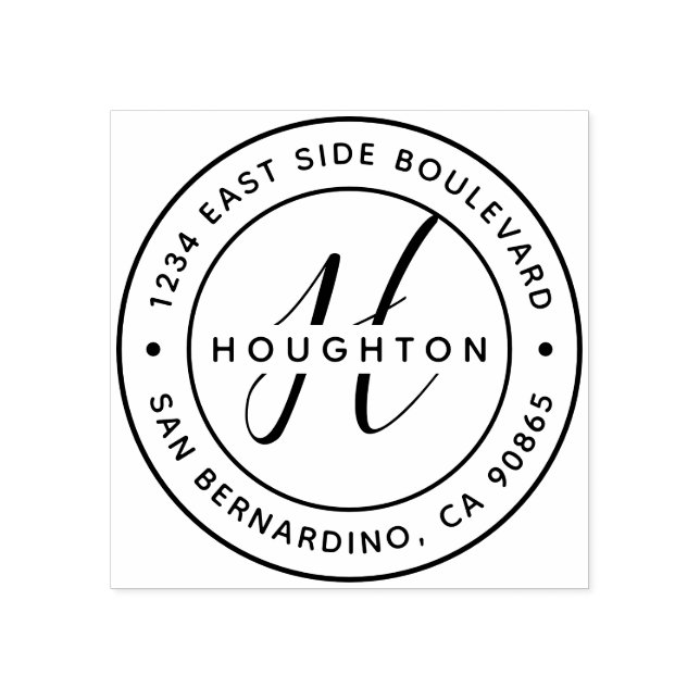 Carimbo De Borracha Crie seu próprio endereço de devolução do Monogram (Impressão)