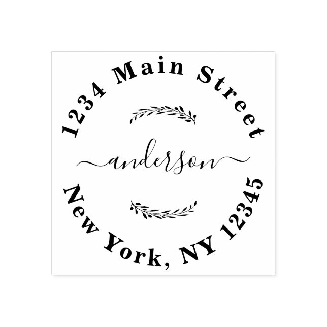 Carimbo De Borracha Crie seu próprio endereço de retorno redondo moder (Impressão)