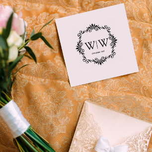 Carimbo De Borracha Crie seu próprio Monograma de Quadro Elegante