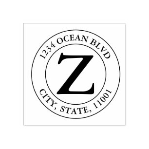 Carimbo De Borracha Crie seu próprio nome da família de monogramas mod