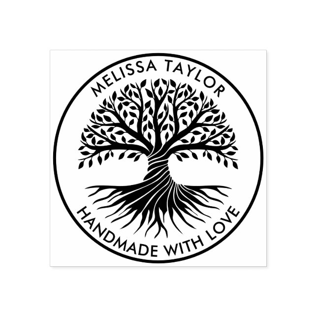 Carimbo De Borracha Crie seu próprio nome da família Round Tree of Lif (Impressão)