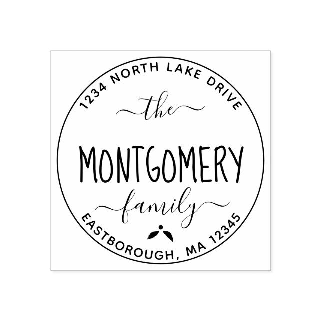 Carimbo De Borracha Crie seu próprio nome moderno da família Endereço  (Impressão)