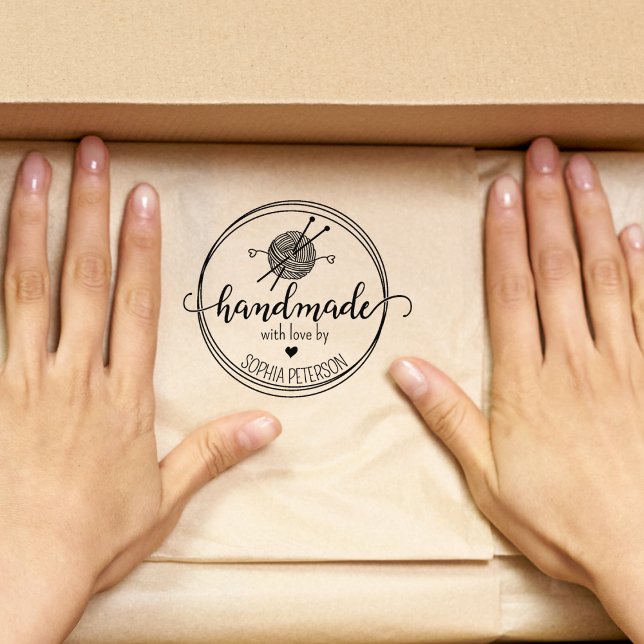 Carimbo De Borracha Crochet Moderno, feito à mão com amor (Criador carregado)