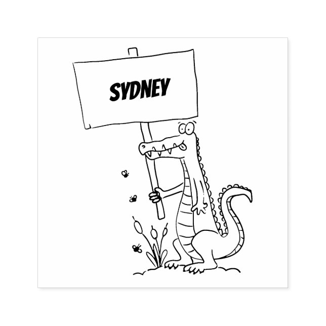 Carimbo De Borracha Crocodilo engraçado, alinhador com cartoon (Impressão)