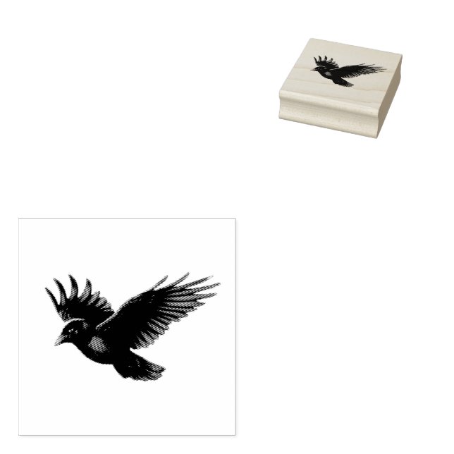 Carimbo De Borracha Crow de colheita moderna (Carimbado)